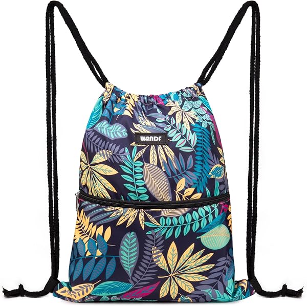 Richugui Drawstring Rucksack Mit Blatt-Muster – Leichter Sportbeutel Für Frauen Und Männer