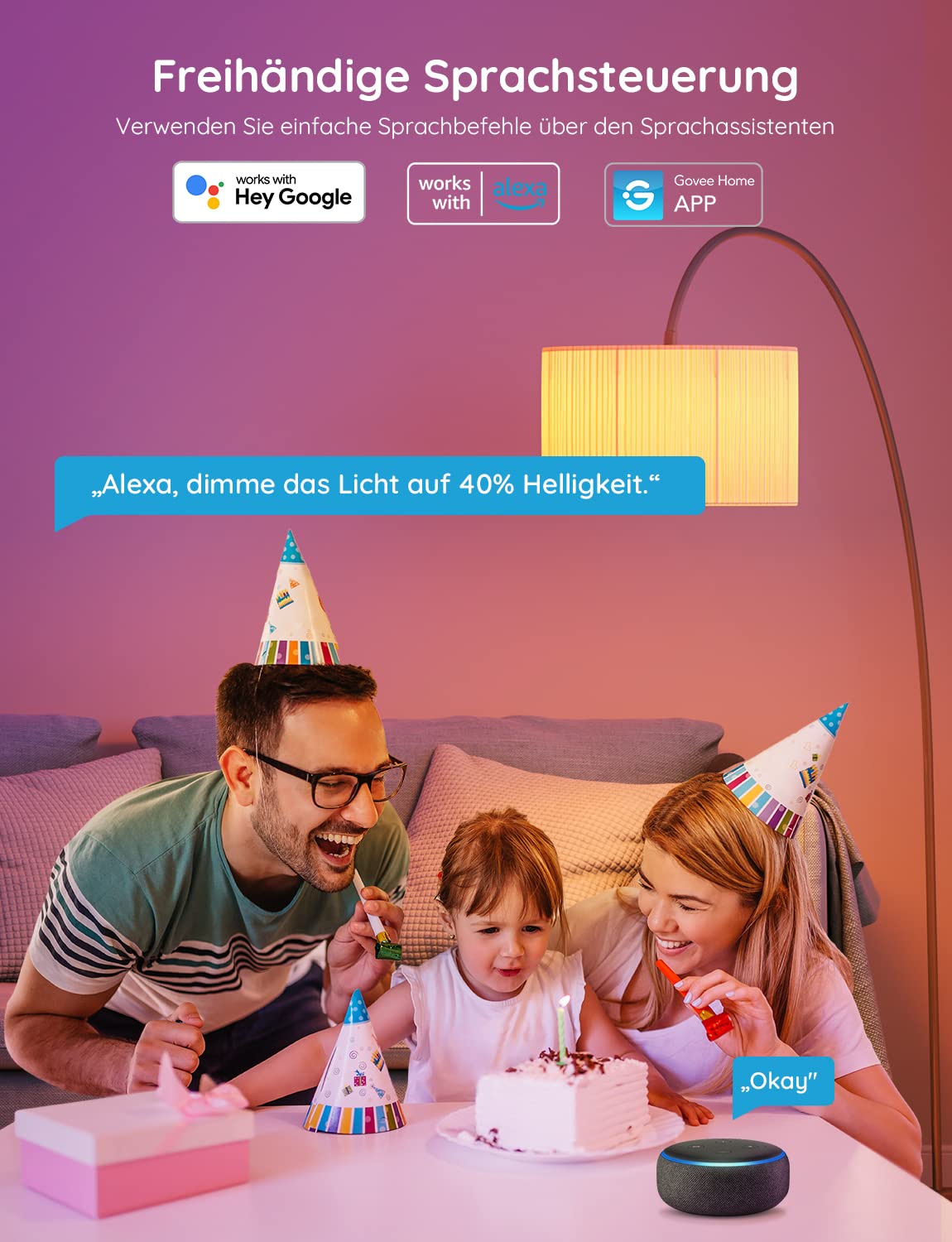 Govee Smart Light Bulb E27, WLAN Lamp RGBWW Dimmable with 16 Million Colours, 54 Scenes, Alexa Accessories LED Smart Bulb Works with Alexa Google Assistant, Timer, Group Control, Pack of 6