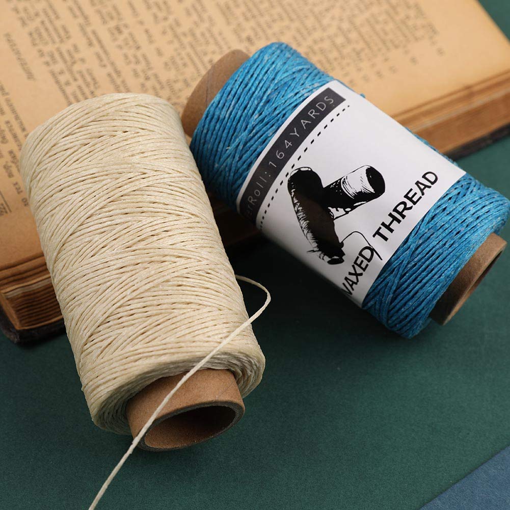 Jupean Waxed Thread, 150m /164 Yards Leather Sewing Thread, Hand Stitching Threads for Hand Sewing Leather, Bookbinding, and Beginners Craft DIY