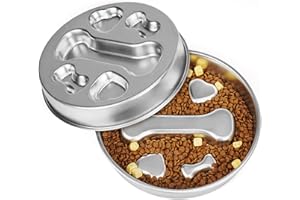 TURFSON Stainless Steel Slow Feeder Dog Bowl – Anti-Gulping Puzzle Bowl for Small & Medium Dogs, 2-Cup Capacity Pet Feeding Dish, Helps Reduce Bloat & Improve Digestion