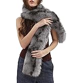 Amazhiyu Women's Faux Fur Scarf 63x5 inches Long Fur Winter Narrow Scarfs