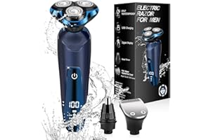 VIATIA Electric Razor for Men, New Upgrade Electric Shavers for Men Cordless Rechargeable 3D Rotary Men Shaver,Wet/Dry Mens Shaver,Waterproof Mens Razor for Shaving Gifts for Husband,Dad,Boyfriend Matte Blue