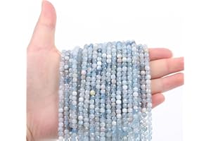 WTIAN Aquamarine Natural Gemstone Square Cube Stone Beads,Spacer Loose Beads for Jewelry Making Bracelet Necklace Earrings,80-90Pcs(4mm)