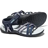 UBFEN Womens Hiking Comfort Sport Sandals Beach Vacation Camping Casual Sport Sandals with Adjustable Straps and Arch Support