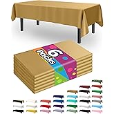 Pureegg Plastic Table Cloth Disposable 6 Pack, 54 x 108 Inch Table Cloths, Graduation Decorations, Thanksgiving, Christmas Tablecloths, Rectangle, Plastic Cover, Waterproof, Gold