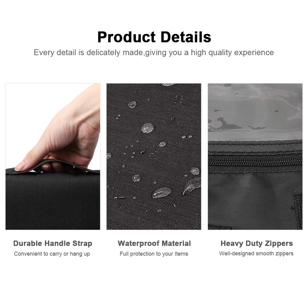 Water Resistant Hanging Toiletry Bag Cosmetic Bags with 8 Pouches Bathroom Shower Organizer Portable Durable for Men and Women (Black)