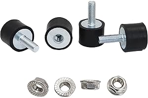 BOPOREAE 4 Pcs M6 20 x 15 mm Rubber Isolator Mounts Single Stud Shock Absorber with 4 Pcs Locknuts, Cylindrical Anti Vibration Isolation Damping Mounts for Compressors Pumps Generators Motor Engines