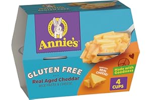 ANNIE'S HOMEGROWN Annie's Gluten Free Macaroni and Cheese, Microwavable Rice Pasta and Real Aged Cheddar, 4 Cups, 8.04 oz