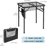 REDCAMP Folding BBQ Table 60x40cm 3-Height Aluminum Portable Stand Black view 3