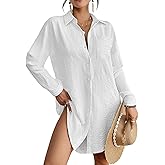 Bsubseach Swimsuit Coverup for Women Button Down Beach Cover Ups Long Sleeve Shirt Dress Modern Blouse Top