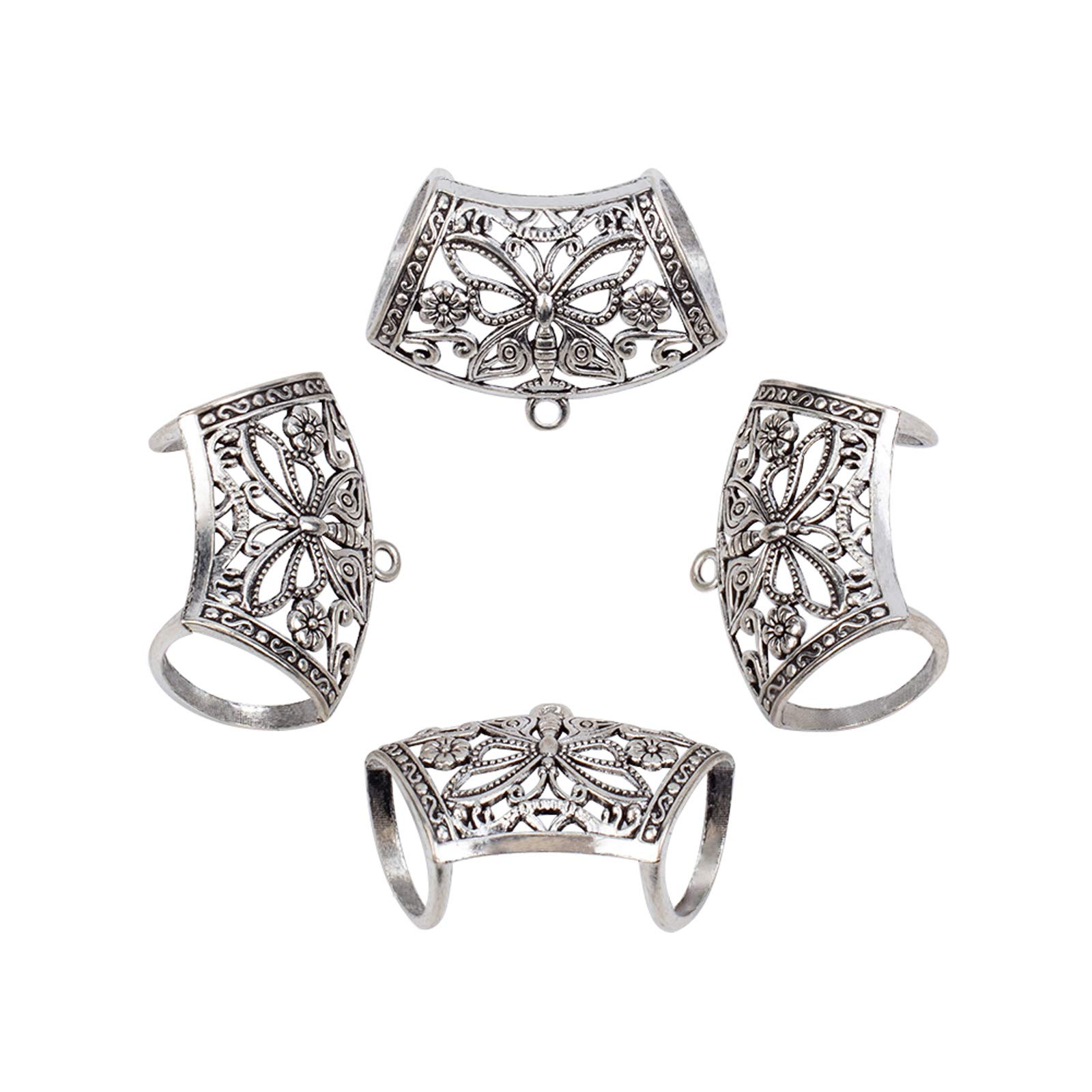 UNICRAFTALE 10pcs Alloy Hanger Links Scarf Bail Beads Curved Tube with Butterfly Pattern Antique Silver Tibetan Style Charm Links for Dangle Earring Making Jewelry Charms