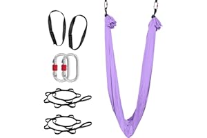 PRIORMAN 4M Aerial Yoga Hammock Set Low Stretch Yoga Swing Aerial Silk with Extension Straps