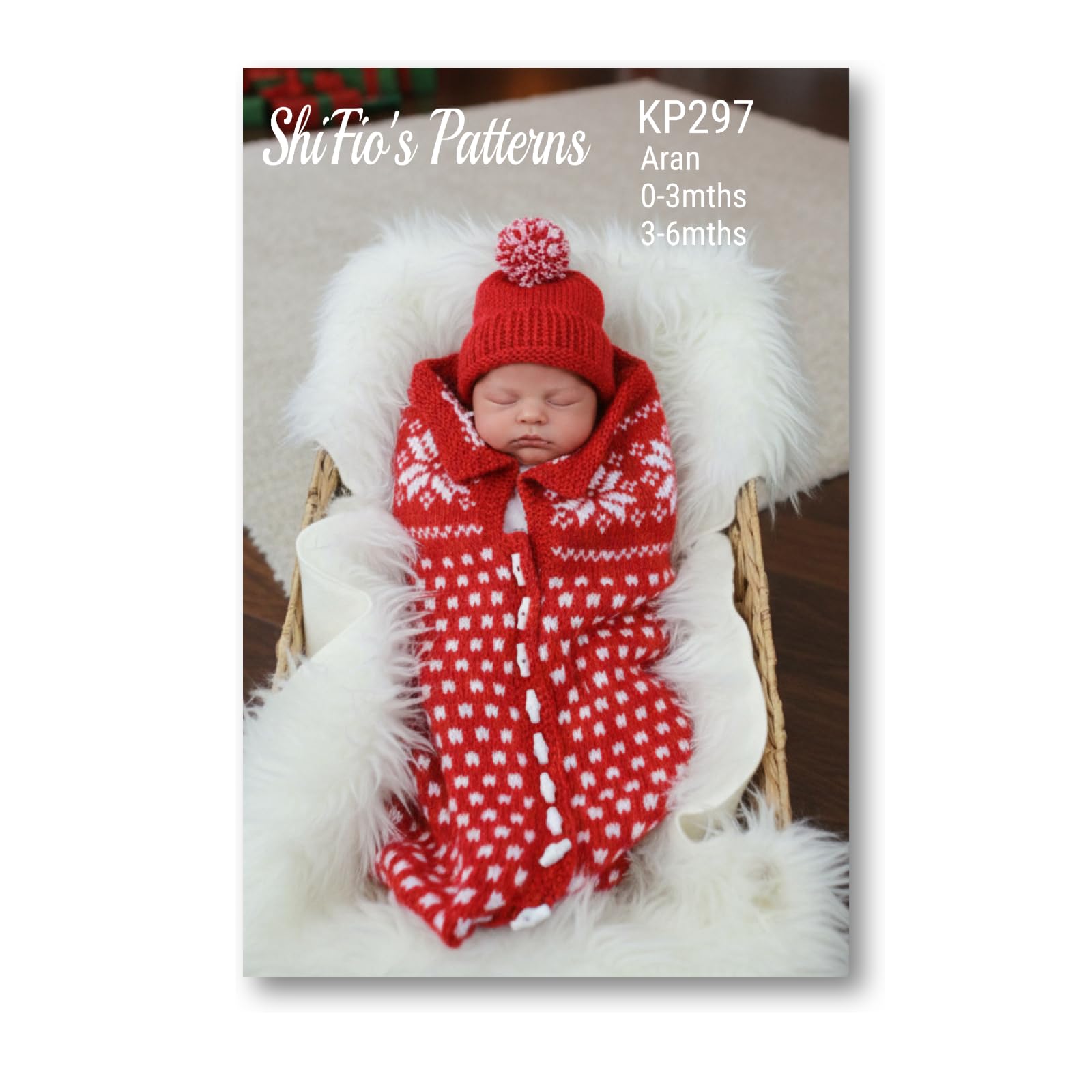 Paper Knitting Pattern for Babies Snowflake Cocoon and Matching Hat, Aran Yarn Knitting Pattern for Babies,Book, Booklet, Instructions KP297