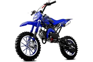 NAKTO 50cc Dirt Bike for Kids, 2-Stroke Gas Power Motorcycle, Off-Road Mini Dirtbike Kids 8-14 with Dual Disc Brakes and Shock Absorption Up to 25 MPH, Easy Pull Start (Blue)
