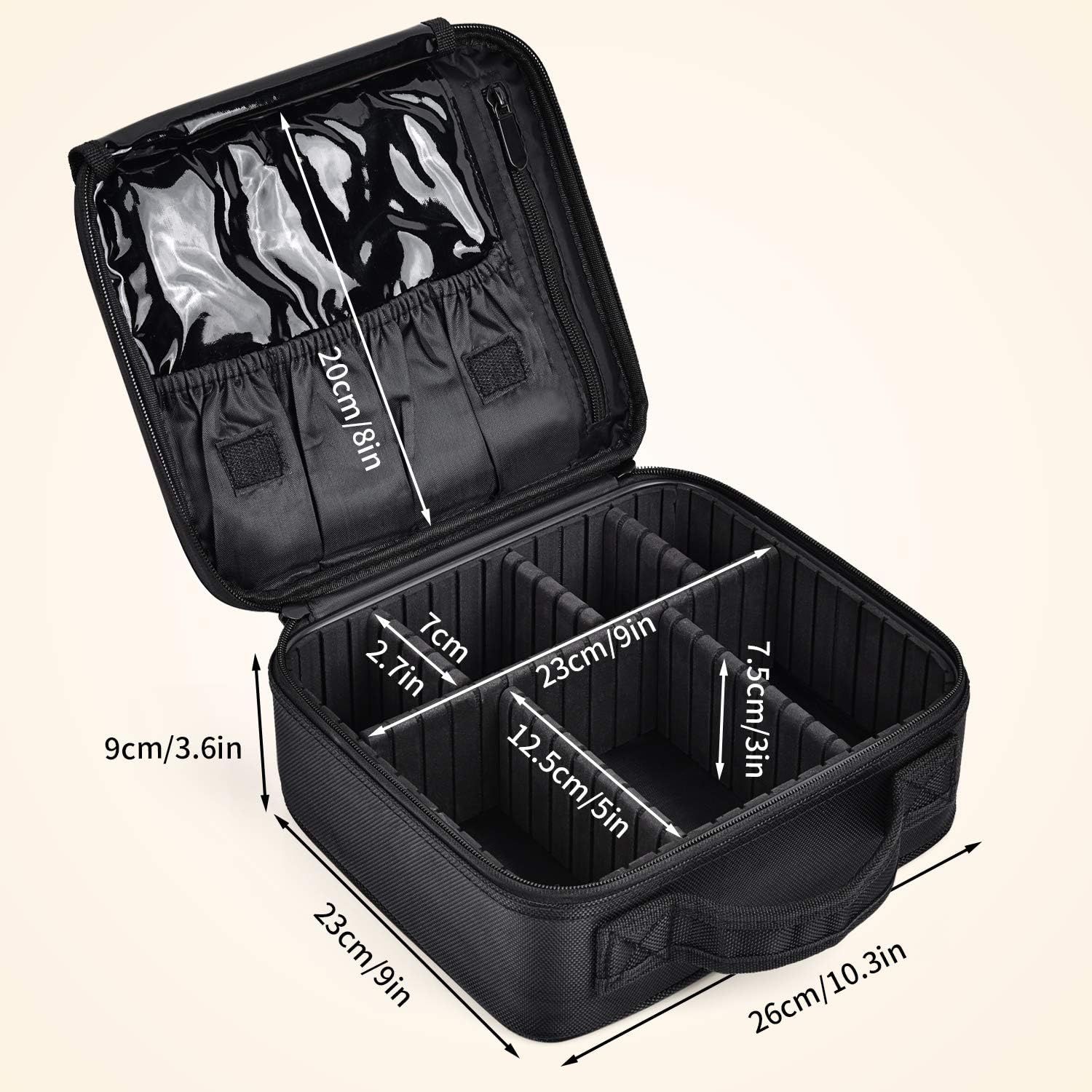 Travel Makeup Case Professional Cosmetic Train Cases Artist Storage Bag Make Up Tool Boxes Brushes Bags With Compartments Waterproof Detachable Vanity Organizer