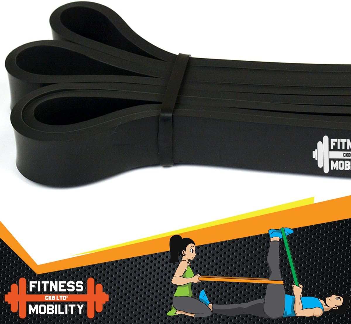 Gym Resistance Bands BLACK - By CKB LTD®, 35-70lb - 2.1 cm -BLACK - Image 4