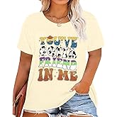 BLANCHES Plus Size You've Got A Friend in Me Shirt Women Funny Letter Print Tops Cute Vacation Holiday Graphic Tees
