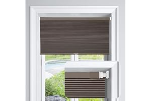 LazBlinds Cordless Cellular Shades No Tools No Drill Blackout Cellular Blinds for Window Size 35" W x 64" H, Dark Coffee