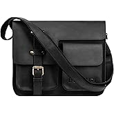 BOLZURI Men’s Crossbody Messenger Bag – Leather Purse, Fits 10.6” Tablet, Crazy Horse Leather