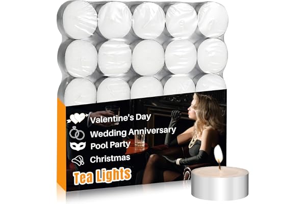 MAQIHAN Tealight Candles Bulk - Paraffin Tea Candles Tea Lights Candles Tea Tree Lights Mini Votive Paraffin Candle with Cott