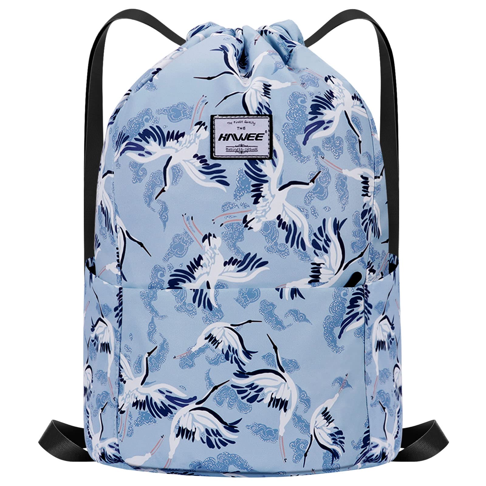 HAWEE Waterproof Drawstring Bags Backpack Large Gym Bag Drawstring Daypack Unisex for Women Men Daily Life Outdoor Casual Sport Yoga School Beach Swim