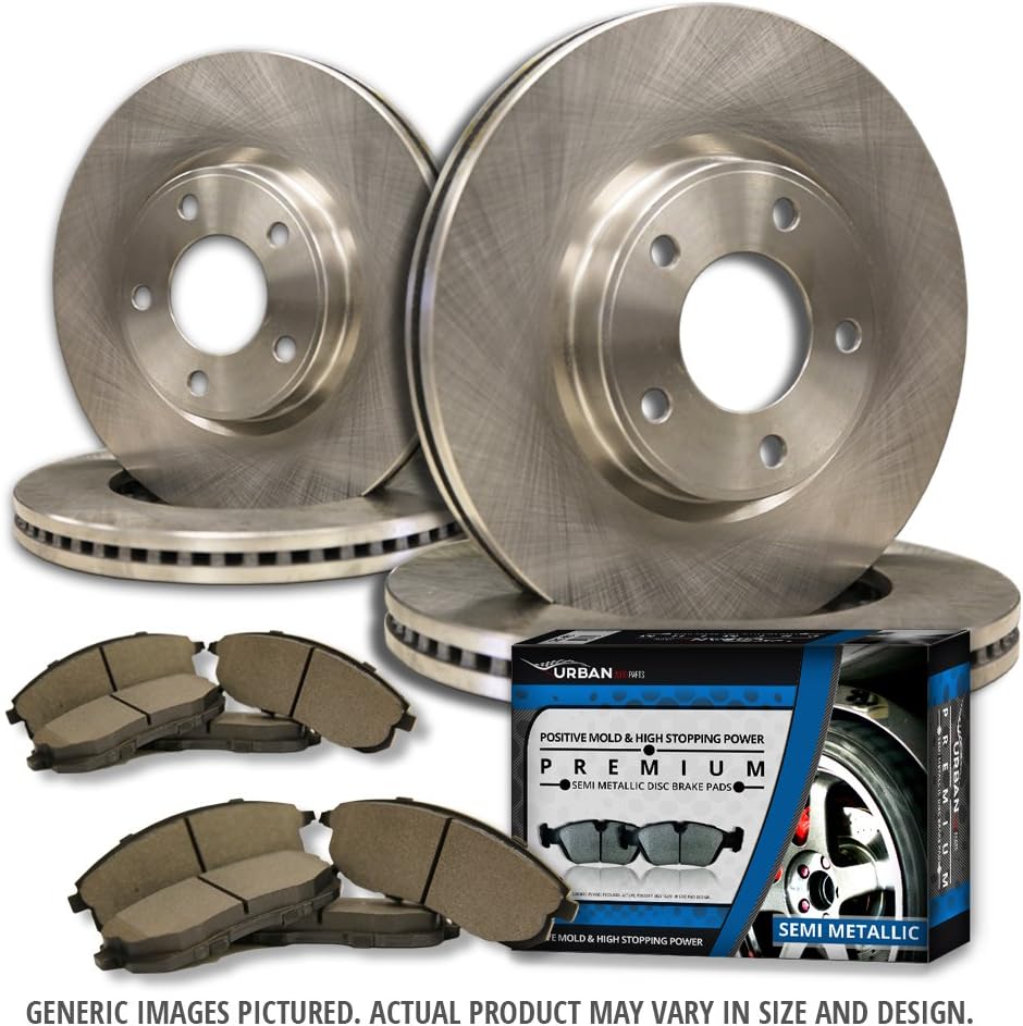 (Front+Rear Rotors + Semi-Met Pads)-(Fits:-2009 09 2010 10 2011 11 2012 12 Chevy Traverse)