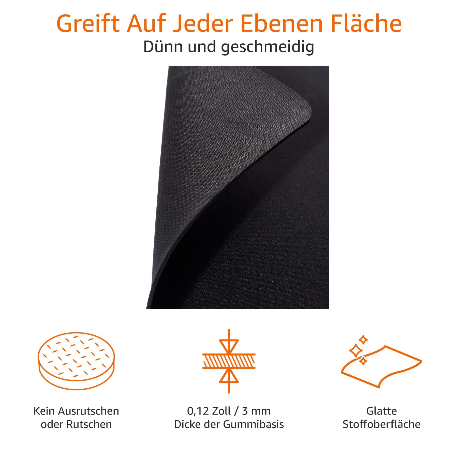 Amazon Basics Großes erweitertes Computer-Mauspad, rechteckig, 42,4 x 90,7 cm, Schwarz 3