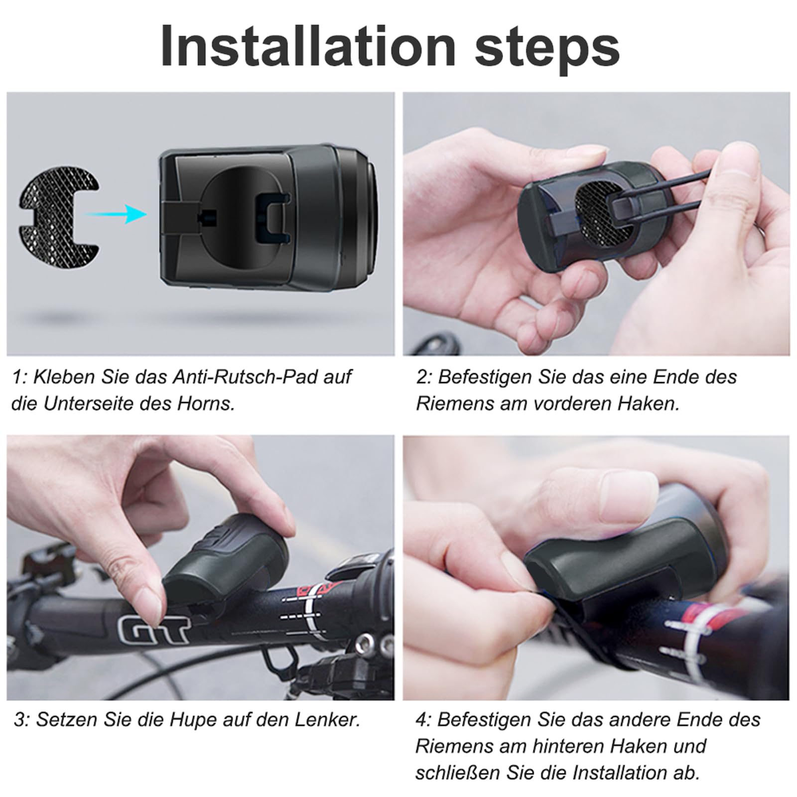 kimairy Electric Bike Bell, 125db Anti-Theft Alarm Loud Electric Bike Horn for Adults with 1 Sound Modes USB Rechargeable Battery Waterproof Bicycle Horn for MTB/BMX/Scooter/Road Cycling