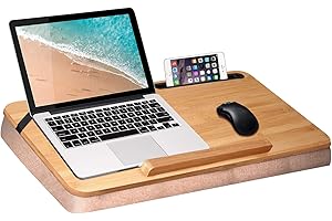 wishacc XL-Large Oversized Lap Desk, 24 inches Wide Portable Home Office Bed Lap-Desk Tray Vent fit for 19" inch Laptop Table Tray