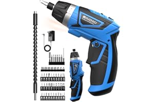 MXMZHXU 8V Cordless Screwdriver,6+1 Torque Max 10N·m Electric Power Screwdriver with 47 Accessories,180°Pivoting Handle, 2000mAh Rechargeable Screw Gun&Bit Set with LED Light, Flexible Shaft,for Home,Office