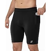 Roadbox Workout Compression Shorts for Men - 8" Running Spandex Shorts with Pockets Gym Sport Athletic Performance Underwear
