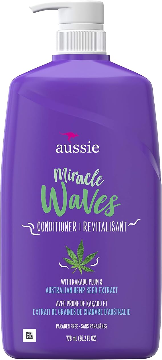 Aussie Miracle Waves AntiFrizz Hemp ParabenFree Conditioner, 778
