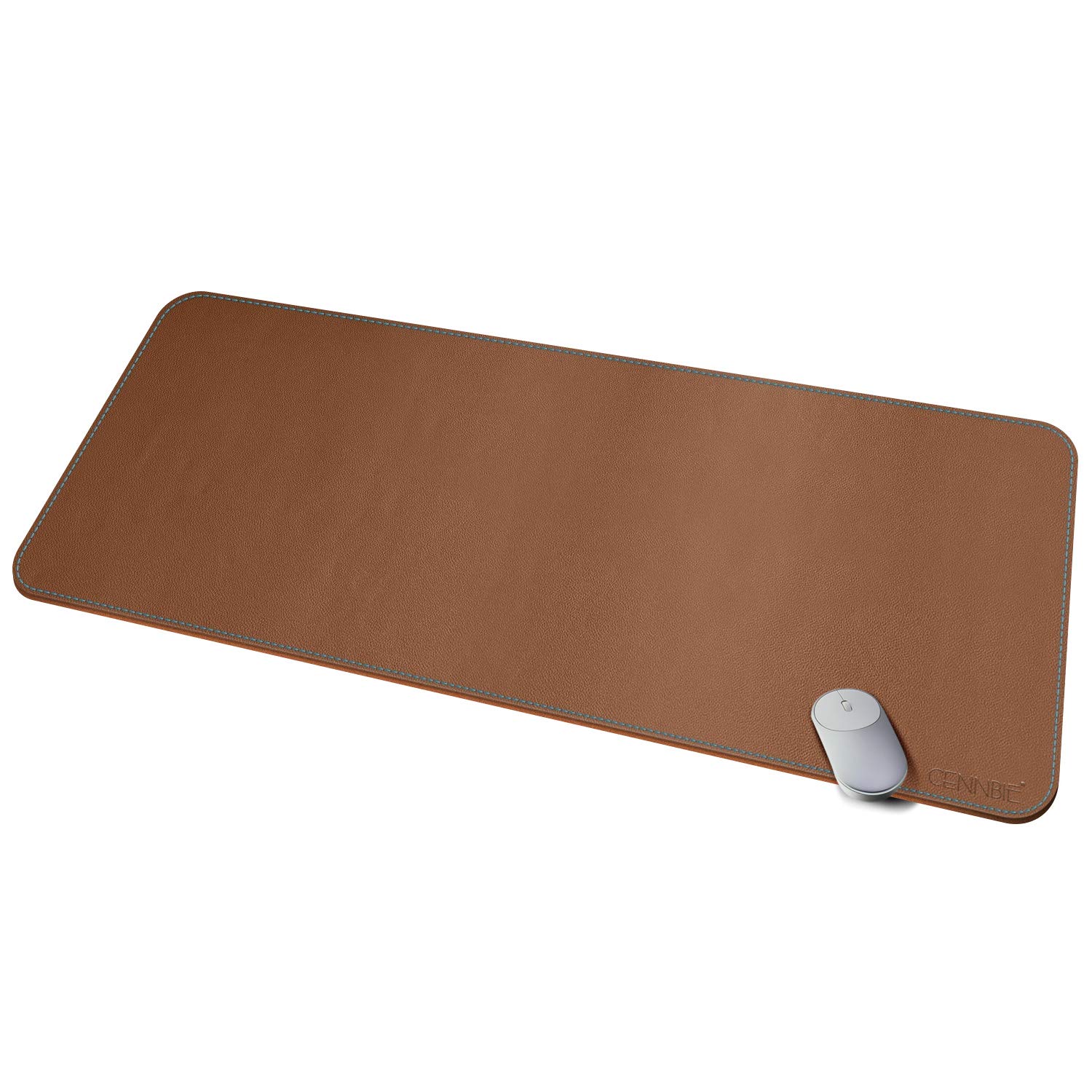 CENNBIE Leather Desk Mat,120X50cm Extra Large Desk Pad Blotter Protector, Extended Non-Slip Mouse Pad, Waterproof PU Leather Desk Mat on top of desks Large for Office and Home (Brown)