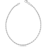 Kooljewelry Sterling Silver Diamond-Cut Rope Chain Bracelet | Spring Ring Clasp &middot; for Women &middot; Birthday Gift