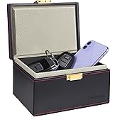 TICONN Faraday Box, Car Key Fob Protector, PU Leather Signal Blocker for Keyless Fob, RFID Signal Blocking Pouch Cage