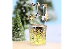 iLajao Candle Carousel Rotary Candle Holder Christmas Carousel Spinning Candleholder Metal Tealight Christmas Decoration Tables Centerpieces Valentine Easter Gifts (Moravian Star)