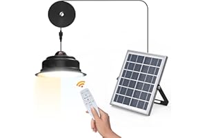 Malitupy Solar Pendant Lights-Indoor/Outdoor, Daytime Dimmable IP65 Waterproof 120LED Solar Shed Light with Remote & ON/Off Switch, Cool/Warm White Barn Light for Porch Balcony Carport Gazebo