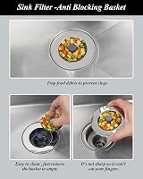 Hibbent Kitchen Sink Strainer and Plug Combo 3-in-1 70-86mm Stainless ABS view 4