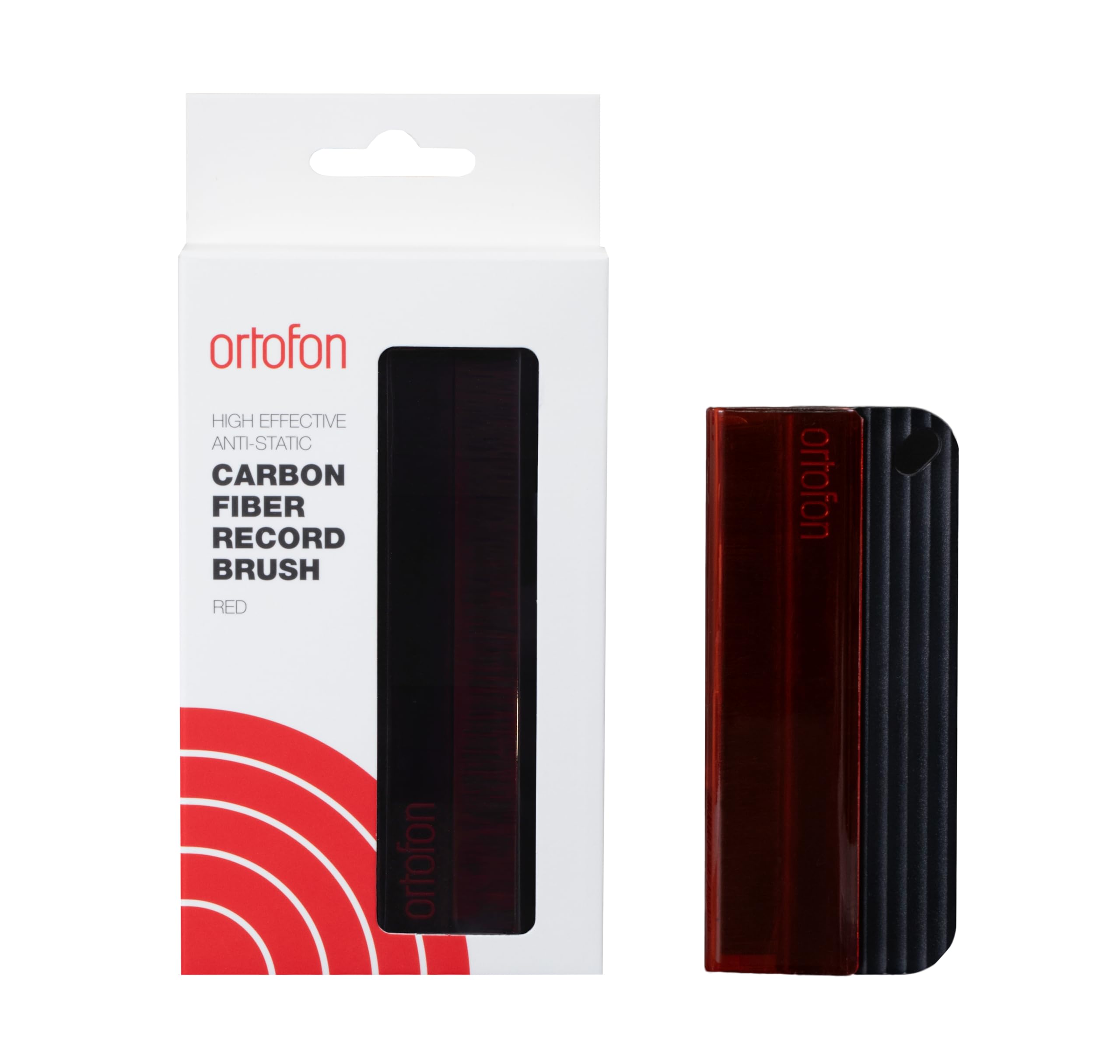 Ortofon Record Brush, premium carbon fiber, anti static, red