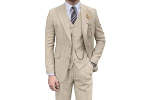 PYIUHS Retro Mens 3 Piece Suit Tweed Herringbone Slim Fit Suits Groomsmen Brown Tuxedos Set Prom Jacket Blazer Vest Pants for Men