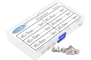 SCXCLY 30pcs Knurled Thumb Screws,M3 Flat Knurled Head Fully Threaded Thumb Screws Bolts Assortment Kit (6 Sizes), 304 Stainless Steel (Silvery)