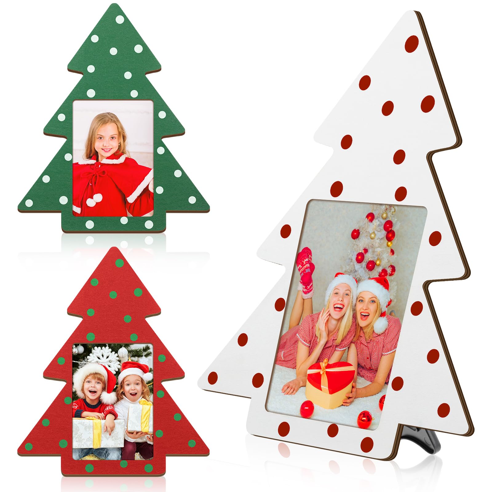 Photo 1 of Sintuff 3 Pcs Christmas Picture Frame 4 x 6 Photo Frame 2025 Decorative Wooden Christmas Tree Xmas Holiday Gift for Winter Home Table Tabletop Desktop Display Party Decorations