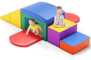 SURPCOS Foam Climbing Blocks for Toddlers - Soft Play Set for Toddlers 1-3 - Climbing Toys - Baby Climbing Gym - Great for All Ages (6 Pc Colorful Soft Play Area Set)