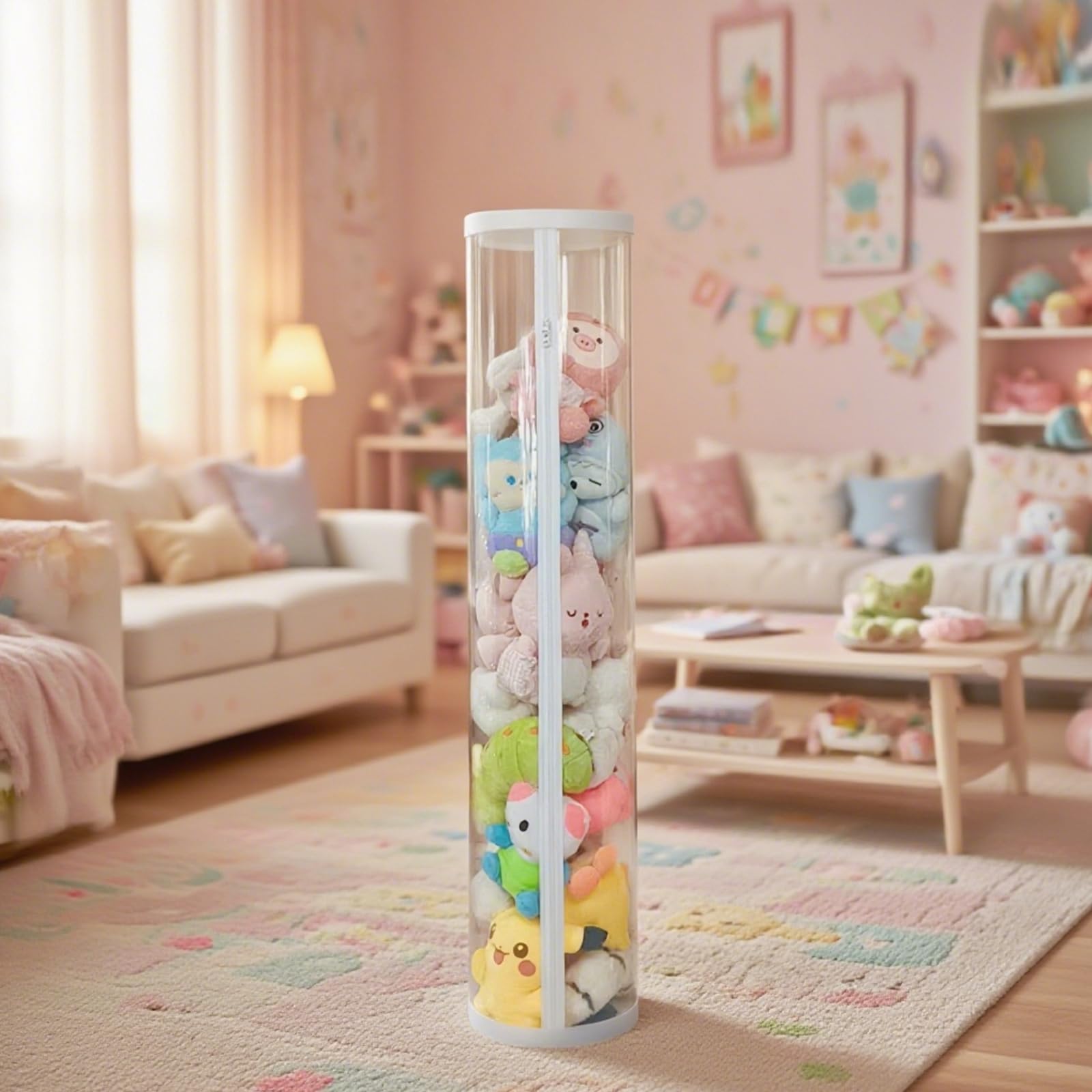 Photo 1 of *MINOR DAMAGE - USED*
YOAIQIV Stuffed Animal Storage Tube, 10.2" Tall PET Transparent Bucket with Double Zipper, Space-Saving Stuff Animal Organizer for Bedroom/Living Room/Closet