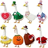 8 Set Holiday Porch Goose Outfits All Seasons Bundle for Valentine St. Patrick Easter Summer 4th of July Fall Halloween Christmas - Lawn Porch Goose Clothing for Patio Yard Decor