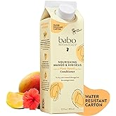 Babo Botanicals Nourishing Mango & Hibiscus Conditioner - For Dry, Damaged, Color-Treated Hair – Moisturize & Soften – Water-Resistant Carton 80% Less Plastic – Vegan – Silicone Free