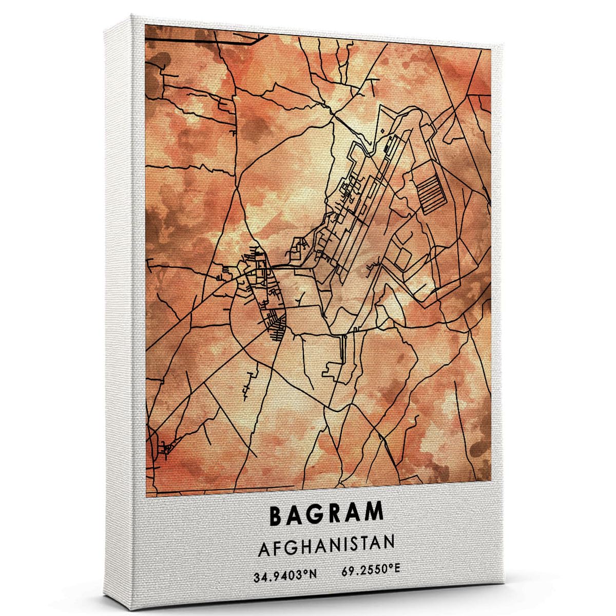 Bagram Map Poster, Afghanistan Map Art Poster, Map
