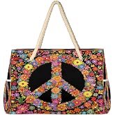 oooJHooo Beach Tote Bag for Women Men, Waterproof Sandproof Beach Canvas Bag With Wet Compartment Large Swim Pool Bags,A-01