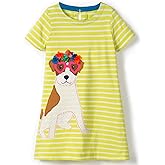 FreeLu Toddler Girls Striped Summer Dress Cartoon Appliques Dresses Girls Cotton Casual Clothing 2-7Y