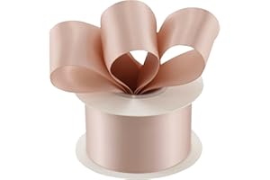 DINDOSAL Rose Gold Ribbon 2 Inch Double Face Satin Ribbon Thick Rose Gold Ribbon for Gift Wrapping Wedding Bridal Bouquet Wrap Baby Shower Party Decorations - 25Yards